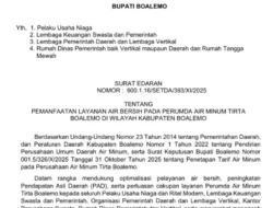 Bupati Boalemo Terbitkan Surat Edaran Pemanfaatan Layanan Air Bersih Perumda Tirta Boalemo